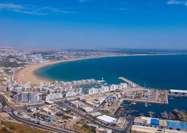 Aerial view over Agadir and its bay